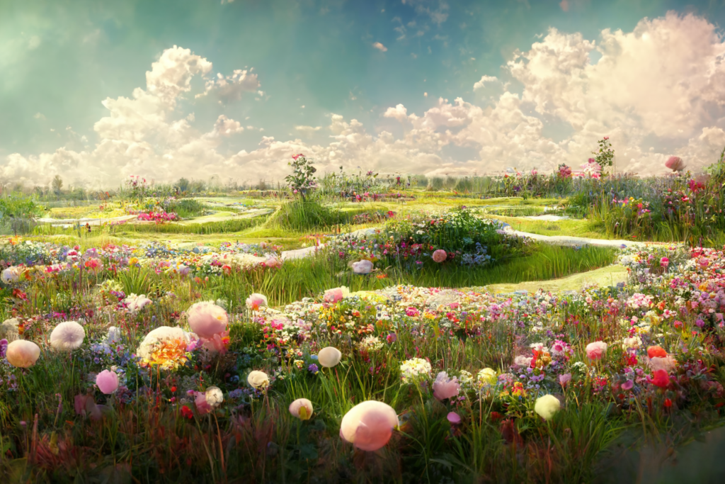 lower garden, grassland, anime, octan render, --ar 7:5 