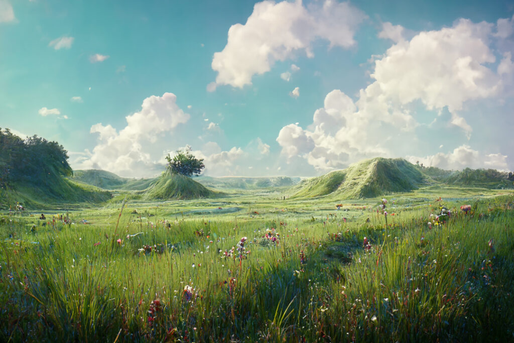 grassland, anime, unreal engine, --ar 7:5